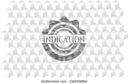 Indication grey emblem. Retro with geometric cube white background