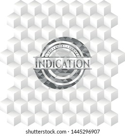Indication grey emblem. Retro with geometric cube white background