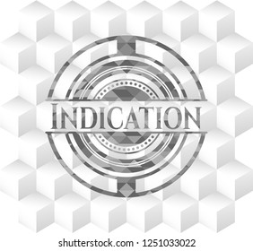 Indication grey emblem. Vintage with geometric cube white background