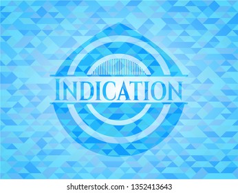Indication realistic sky blue emblem. Mosaic background