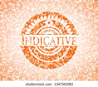 Indicative abstract orange mosaic emblem with background