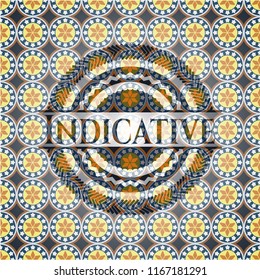 Indicative arabic style badge. Arabesque decoration.
