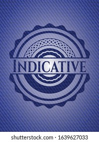 Indicative emblem with denim high quality background. Vector Illustration. Detailed.