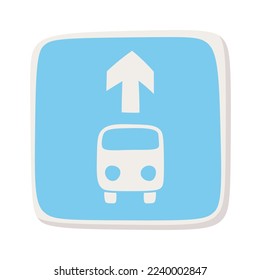 Indicative road sign flat icon Bus way Direction