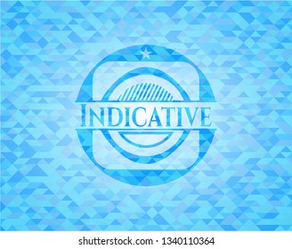 Indicative sky blue emblem with mosaic background