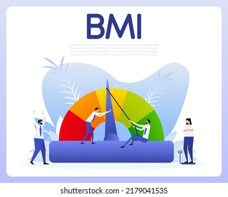 Indicator Bmi. Body Mass Index And Fitness Exercise. Vector Illustration.