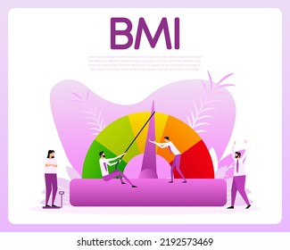 Indicator Bmi. Body Mass Index And Fitness Exercise. Vector Illustration.