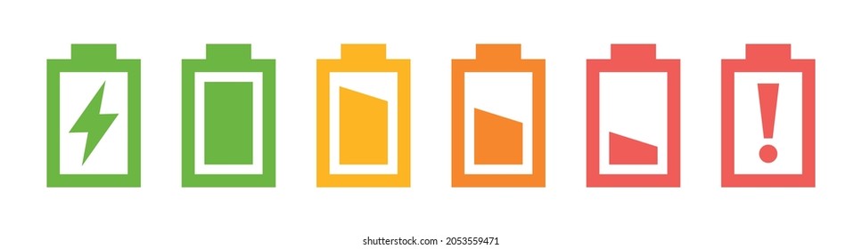 Indicador de carga de baterías vacías e icono de baja potencia de la batería.