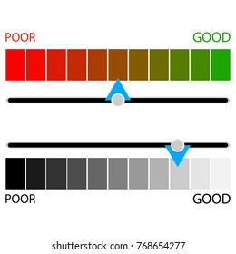 Indicator credit rating horizontal colored and black white. Vector score credit poor and good illustration