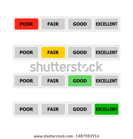 Indicator credit score, colored light up rating level. Vector credit scale in bank app, ui with gleam score level, indicate afford get mortgage or loan illustration