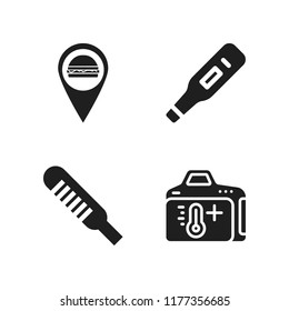 indicator icon. 4 indicator vector icons set. burger marker, thermometer and temperature icons for web and design about indicator theme