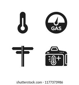 indicator icon. 4 indicator vector icons set. directions arrows, temperature and thermometer icons for web and design about indicator theme