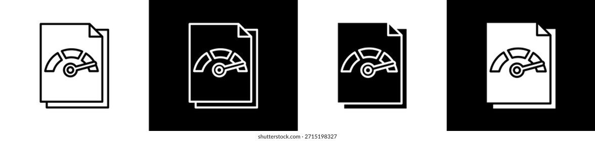 Icono del indicador fijado en estilo de la línea y del glifo en el fondo blanco y negro