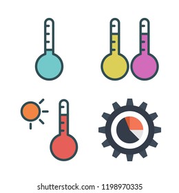 indicator icon set. vector set about thermometers, analytics, thermometer and temperature icons set.