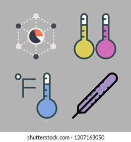 indicator icon set. vector set about thermometer, thermometers and analytics icons set.