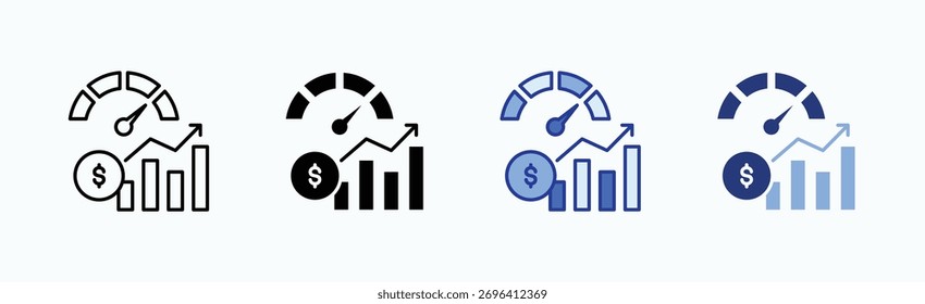 Indicator icon sheet multiple style collection isolated vector