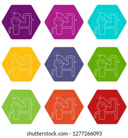 Indicator icons 9 set coloful isolated on white for web