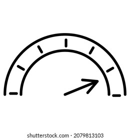 The indicator of the instrument panel. The maximum indicator. Exceeding the norm. Car speedometer. Pipeline pressure. Vector icon, outline, isolated. Editable stroke.