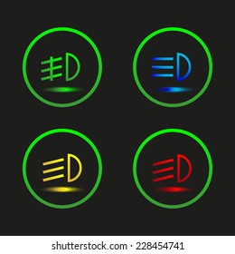 Indicator lights on the car dashboard