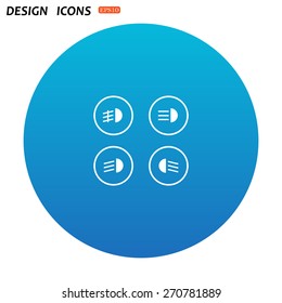 Indicator lights on the car dashboard, dipped beam, main beam, fog lights, brake, rear fog lights. icon. vector design