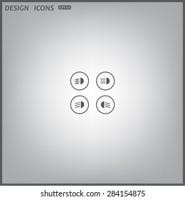 Indicator lights on the car dashboard, dipped beam, main beam, fog lights, brake, rear fog lights. icon. vector design