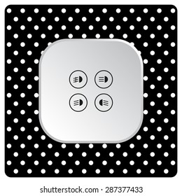 Indicator lights on the car dashboard, dipped beam, main beam, fog lights, brake, rear fog lights. icon. vector design