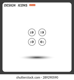 Indicator lights on the car dashboard, dipped beam, main beam, fog lights, brake, rear fog lights. icon. vector design