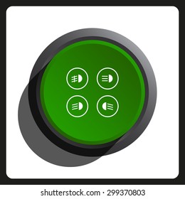 Indicator lights on the car dashboard, dipped beam, main beam, fog lights, brake, rear fog lights. icon. vector design