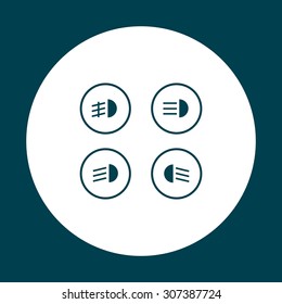 Indicator lights on the car dashboard, dipped beam, main beam, fog lights, brake, rear fog lights. icon. vector design