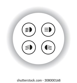 Indicator lights on the car dashboard, dipped beam, main beam, fog lights, brake, rear fog lights. icon. vector design