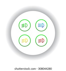 Indicator lights on the car dashboard, dipped beam, main beam, fog lights, brake, rear fog lights. icon. vector design