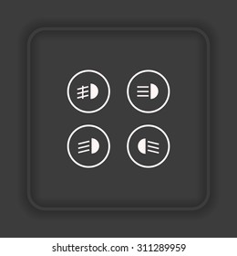 Indicator lights on the car dashboard, dipped beam, main beam, fog lights, brake, rear fog lights. icon. vector design
