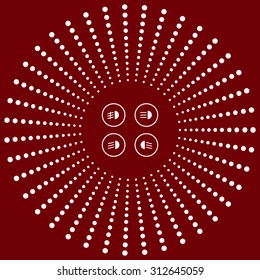 Indicator lights on the car dashboard, dipped beam, main beam, fog lights, brake, rear fog lights. icon. vector design