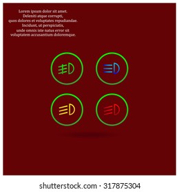 Indicator lights on the car dashboard