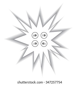 Indicator lights on the car dashboard, dipped beam, main beam, fog lights, brake, rear fog lights. icon. vector design