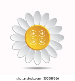 Indicator lights on the car dashboard, dipped beam, main beam, fog lights, brake, rear fog lights icon, vector illustration. Flat design style