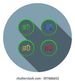 Indicator lights on the car dashboard