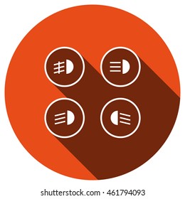 Indicator lights on the car dashboard Icon, vector, icon flat