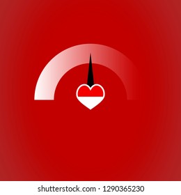 Indicator for measure love isolated on red background. Love of indicator level, measurement rating. Vector illustration