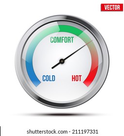 Indicator meter of comfort between cold and hot. Vector Illustration on white background.