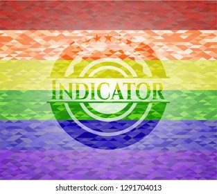 Indicator on mosaic background with the colors of the LGBT flag