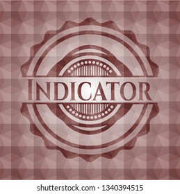 Indicator red emblem with geometric pattern background. Seamless.