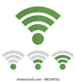 Indicator wifi communication set in green color on a white background