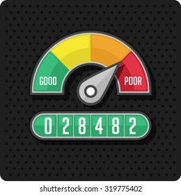 Indicators and gauges. Manometer (pressure gauge)  icons. Vector illustration on perforation background. 