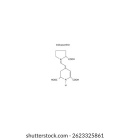 Indicaxanthin molecule – yellow cactus pigment from prickly pear. Betalain class antioxidant skeletal structure diagram.