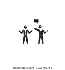 Indictment, blaming black vector concept icon. Indictment, blaming flat illustration, sign