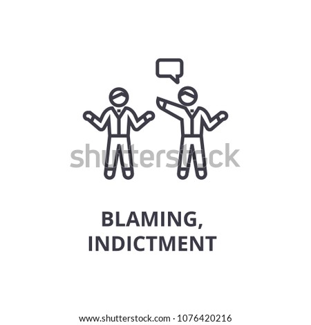 indictment, blaming thin line icon, sign, symbol, illustation, linear concept, vector 