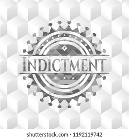 Indictment grey emblem with cube white background
