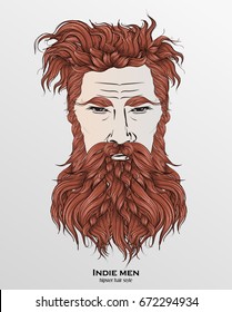 indie men hipster hair style design on gray background