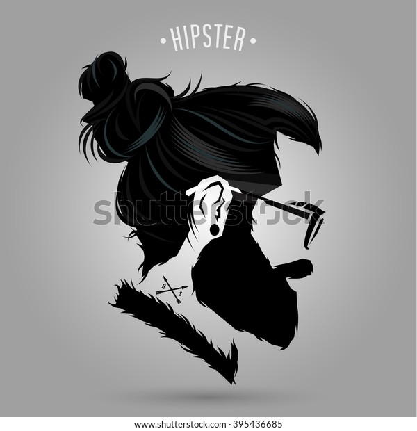 indie
men hipster hair style design on gray
background